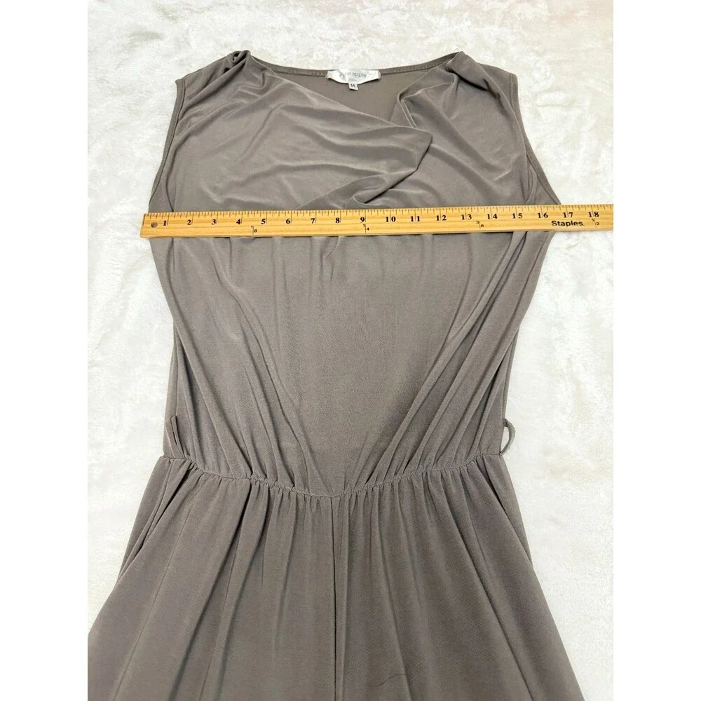 Pineapple Paris Taupe Cowl Neck Sleeveless Jumpsuit Pockets Sz 44 Made in Italy